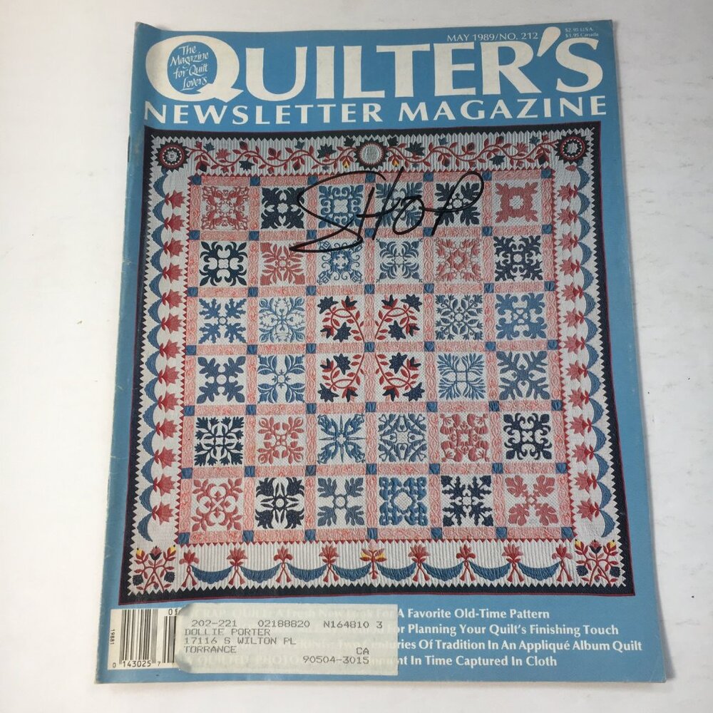 Vintage Quilters Newsletter Magazine May 1989 Issue No. 212 Tips And Patterns